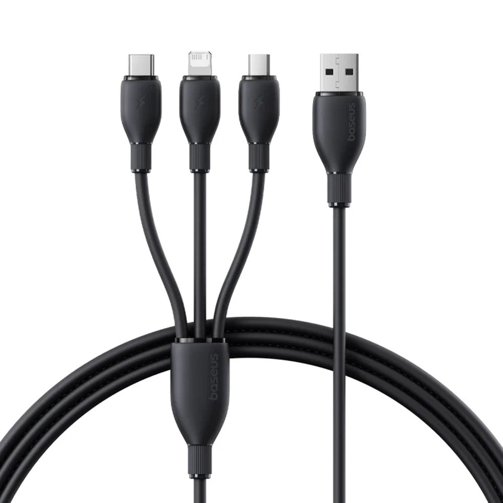 Baseus - Data Cable Ultra-Fast (P10376303121-00) - Fast Charging, USB to Micro-USB, Lightning, USB-C, 3.5A, 1.3m - Black