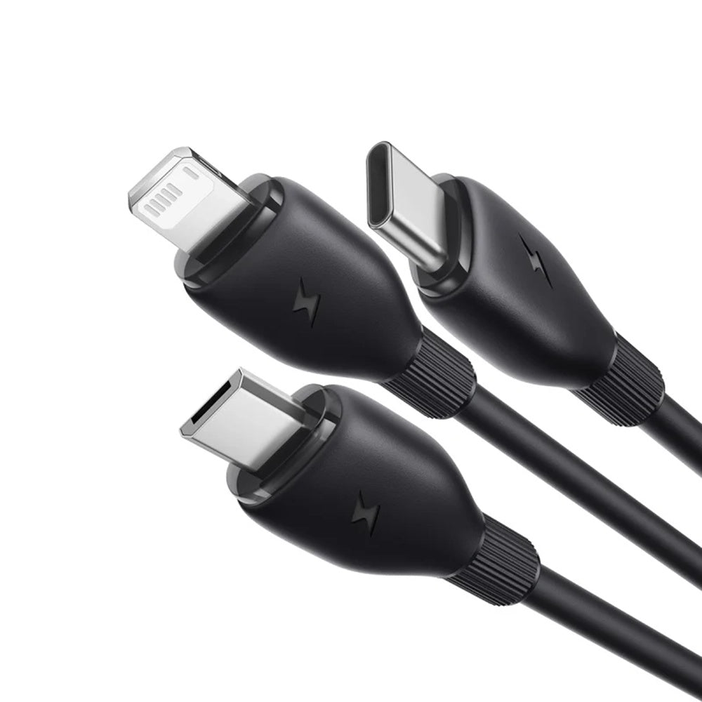 Baseus - Data Cable Ultra-Fast (P10376303121-00) - Fast Charging, USB to Micro-USB, Lightning, USB-C, 3.5A, 1.3m - Black