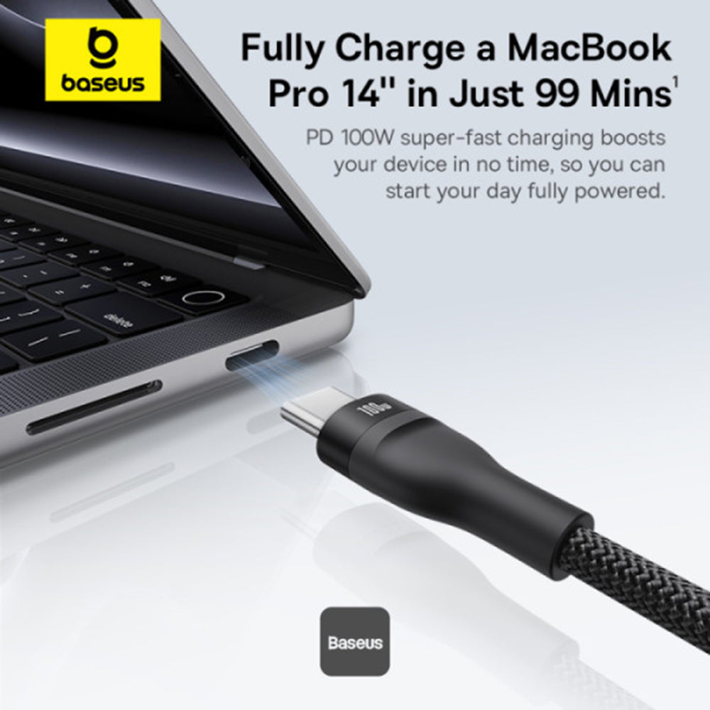 Baseus - Data Cable Flash Series 3 (P10377503111-00) - Fast Charge, USB-C to 3x Type-C, 3in1, PD100W, 480Mbps, 1.5m - Black