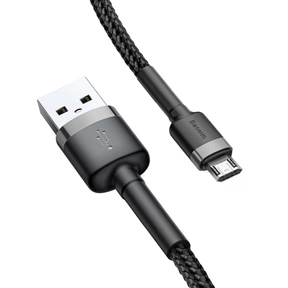 Baseus - Data Cable Cafule (CAMKLF-HG1) - USB to Micro-USB, 2A, Quick Charge, Nylon Braid, Velcro, 480Mbps, 3m - Black