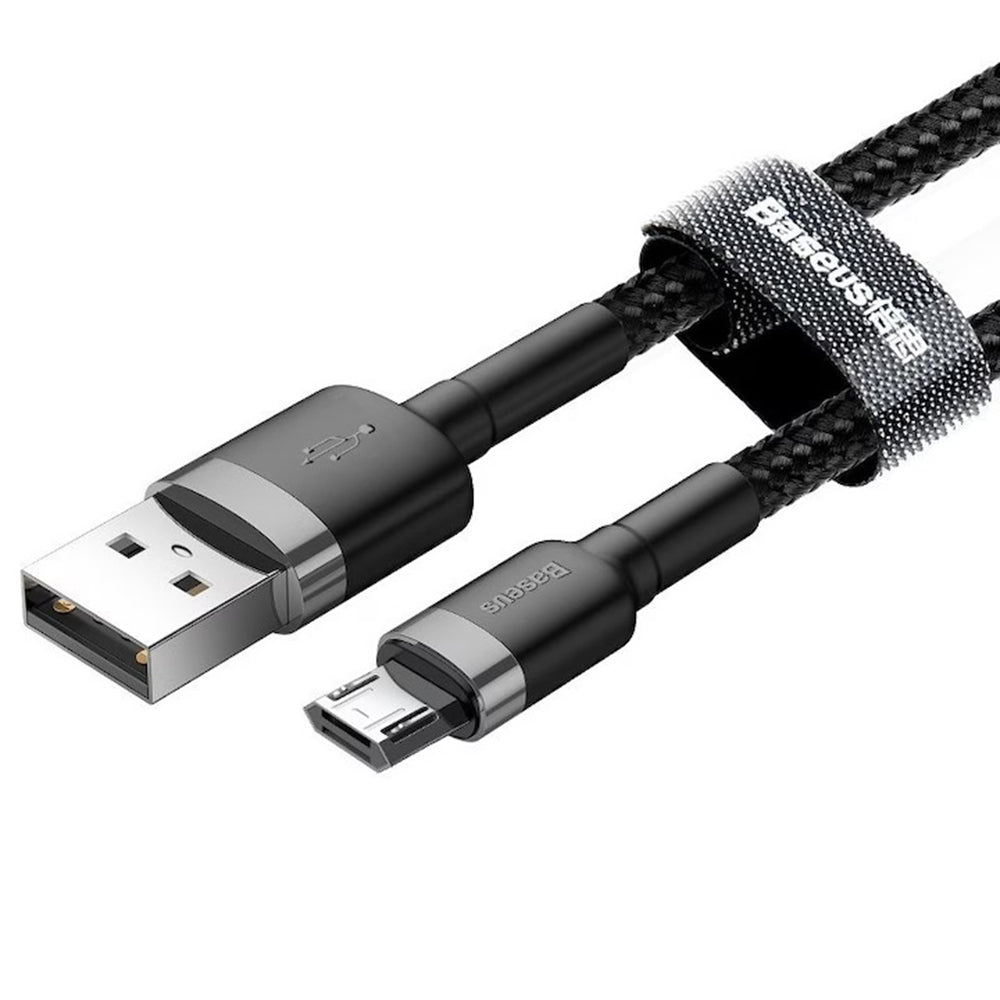Baseus - Data Cable Cafule (CAMKLF-HG1) - USB to Micro-USB, 2A, Quick Charge, Nylon Braid, Velcro, 480Mbps, 3m - Black