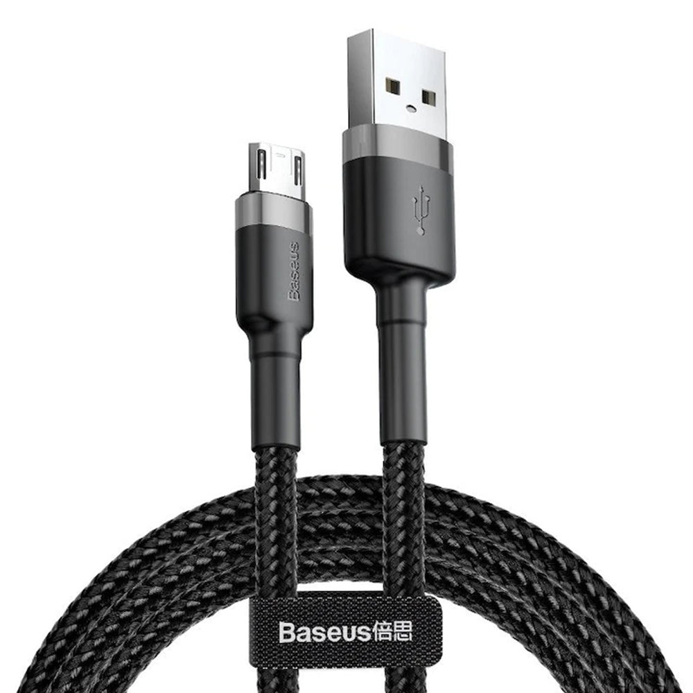Baseus - Data Cable Cafule (CAMKLF-HG1) - USB to Micro-USB, 2A, Quick Charge, Nylon Braid, Velcro, 480Mbps, 3m - Black