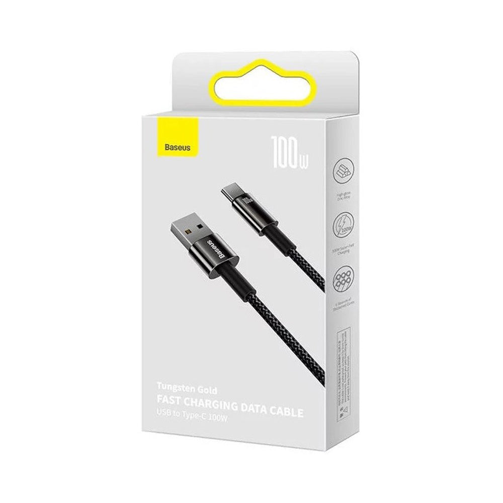 Baseus - Data Cable Tungsten Gold (CAWJ000101) - USB to Type-C, Super Fast Charge, 100W, 480Mbps, 2m - Black