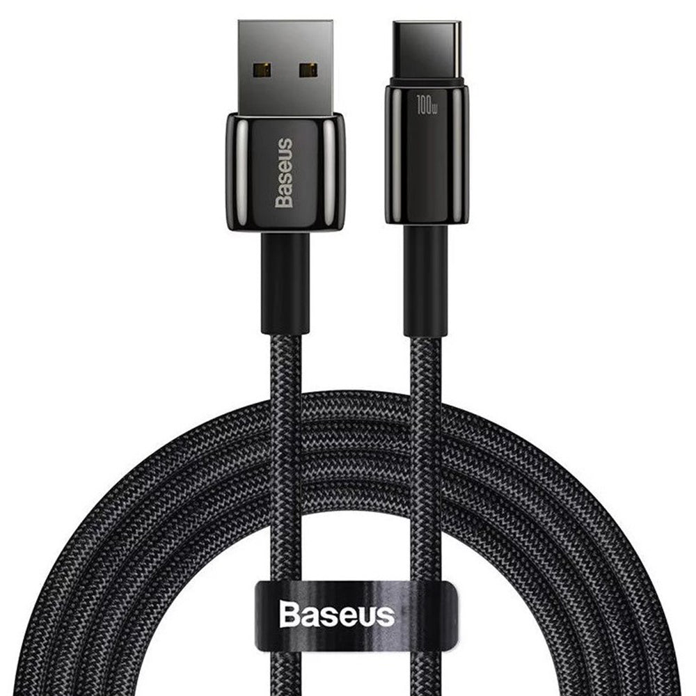 Baseus - Data Cable Tungsten Gold (CAWJ000101) - USB to Type-C, Super Fast Charge, 100W, 480Mbps, 2m - Black