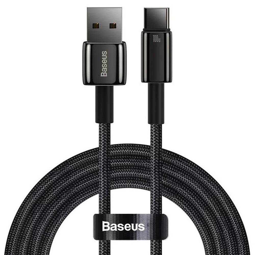 Baseus - Data Cable Tungsten Gold (CAWJ000001) - USB to Type-C, Super Fast Charge, 100W, 480Mbps, 1m - Black