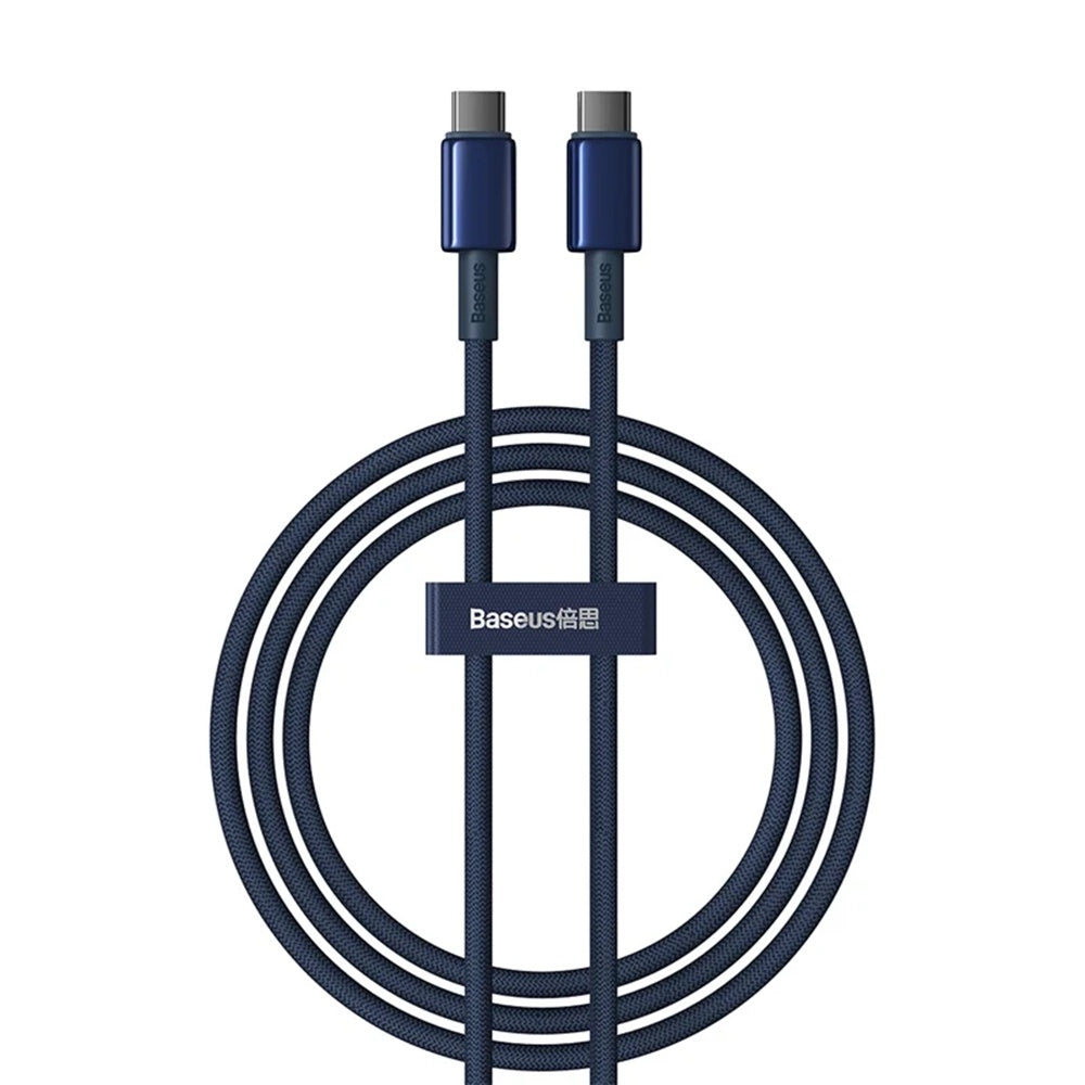 Baseus - Data Cable Tungsten Gold (P10319800321-03) - Type-C to Type-C, Super Fast Charge, 100W, 480Mbps, 1m - Navy Blue