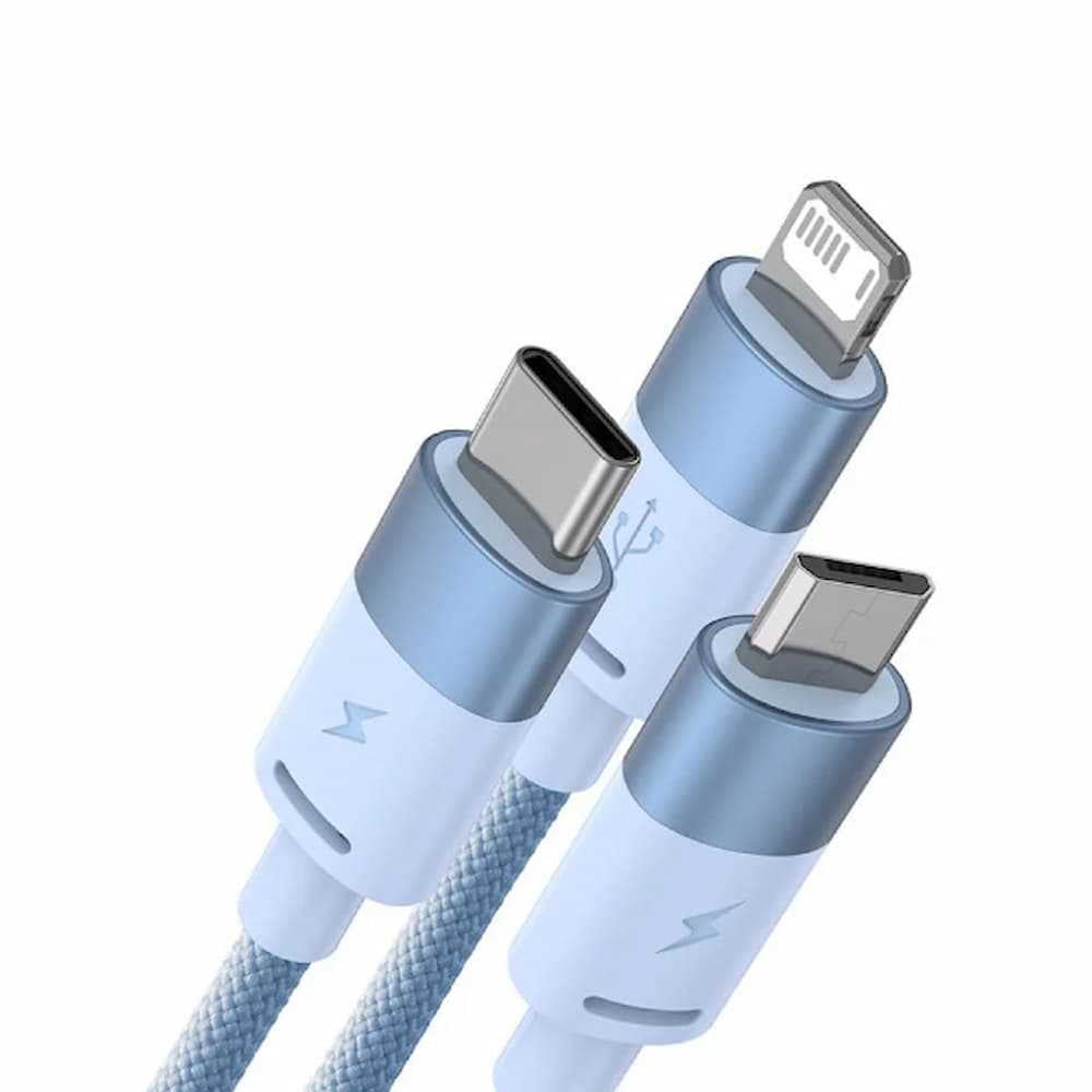 Baseus - Data Cable StarSpeed (CAXS000017) - Fast Charging, USB to Lightning, Micro-USB, USB-C, 5V/3.5A, 1.2m - Blue