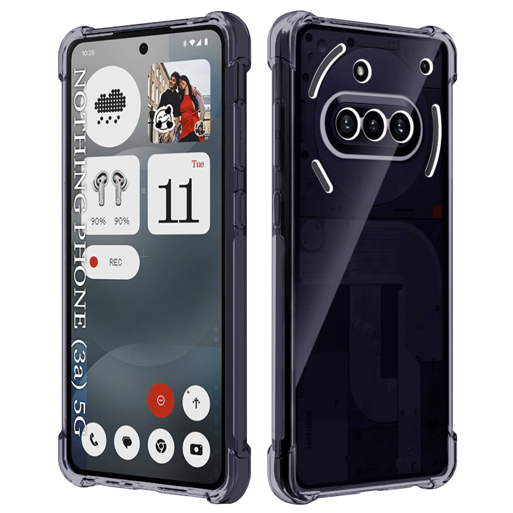 Techsuit - Shockproof Clear Silicone - Nothing Phone (3a) - Smoke Black