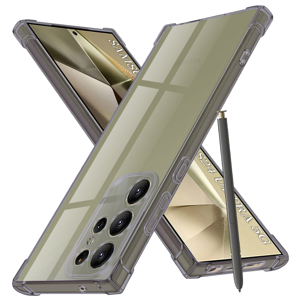 Techsuit - Shockproof Clear Silicone - Samsung Galaxy S24 Ultra - Smoke Black