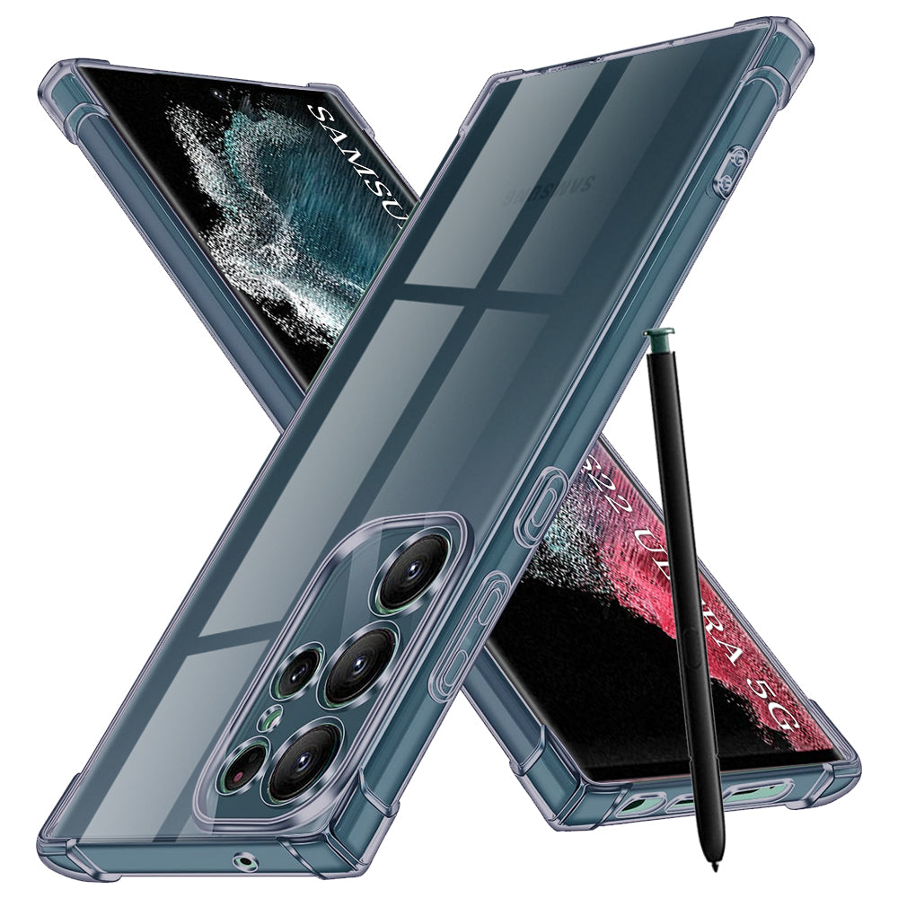 Techsuit - Shockproof Clear Silicone - Samsung Galaxy S22 Ultra 5G - Smoke Black