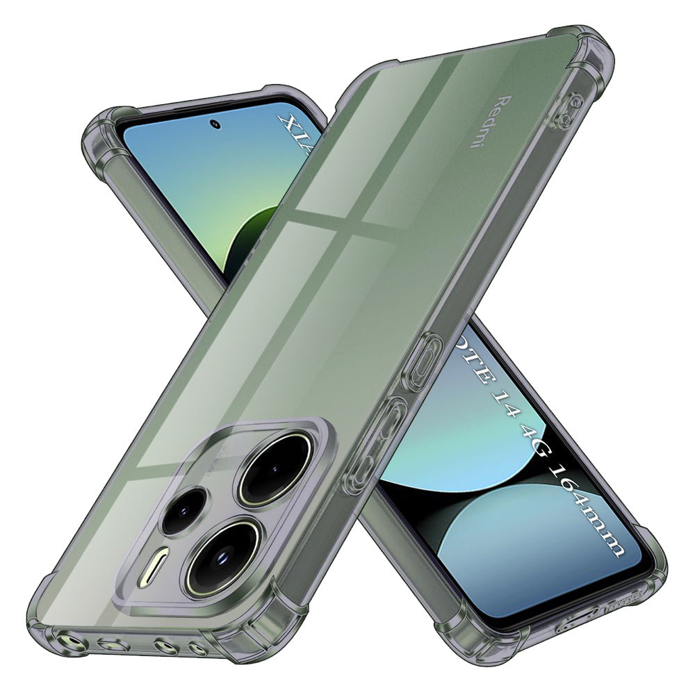Techsuit - Shockproof Clear Silicone - Xiaomi Redmi Note 14 4G (Standard) - Smoke Black