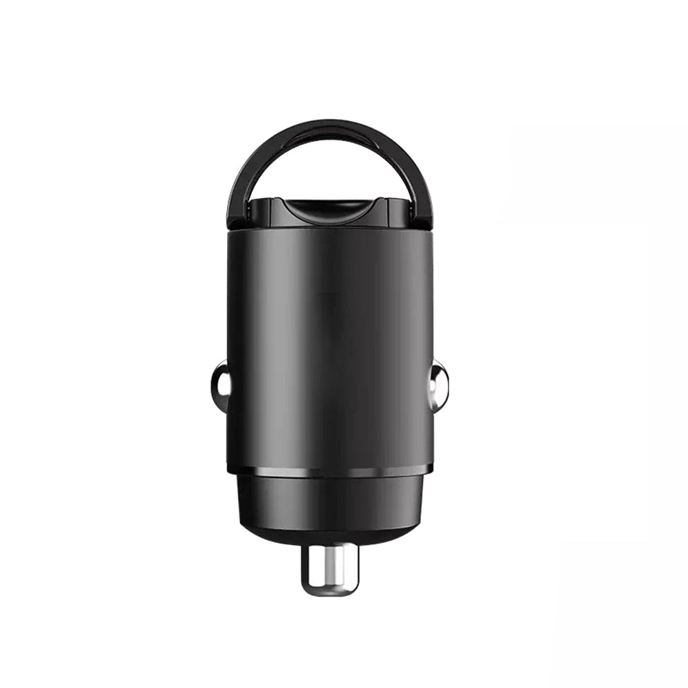Techsuit - Premium Car Charger NanoVolt (C5) - Mini Design, Fast Charge, Type-C PD30W, 3A, Pull Ring, Aluminium Alloy - Black