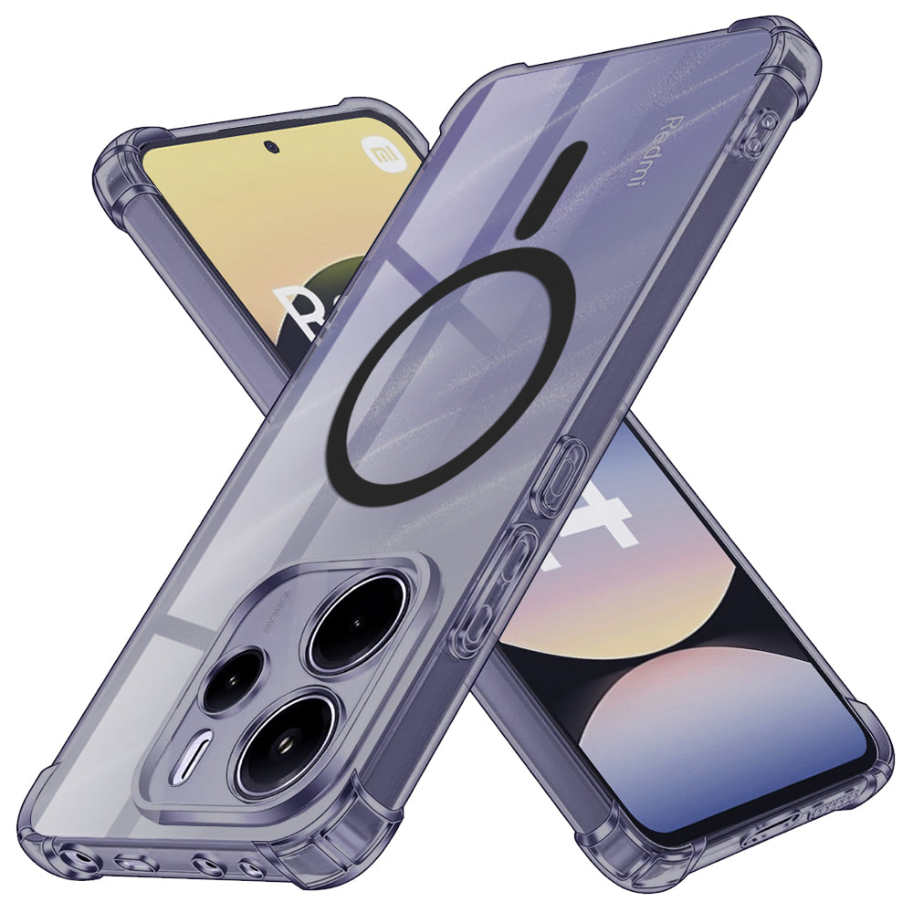 Techsuit - Shockproof Clear Silicone MagSafe - Xiaomi Redmi Note 14 5G - Smoke Black