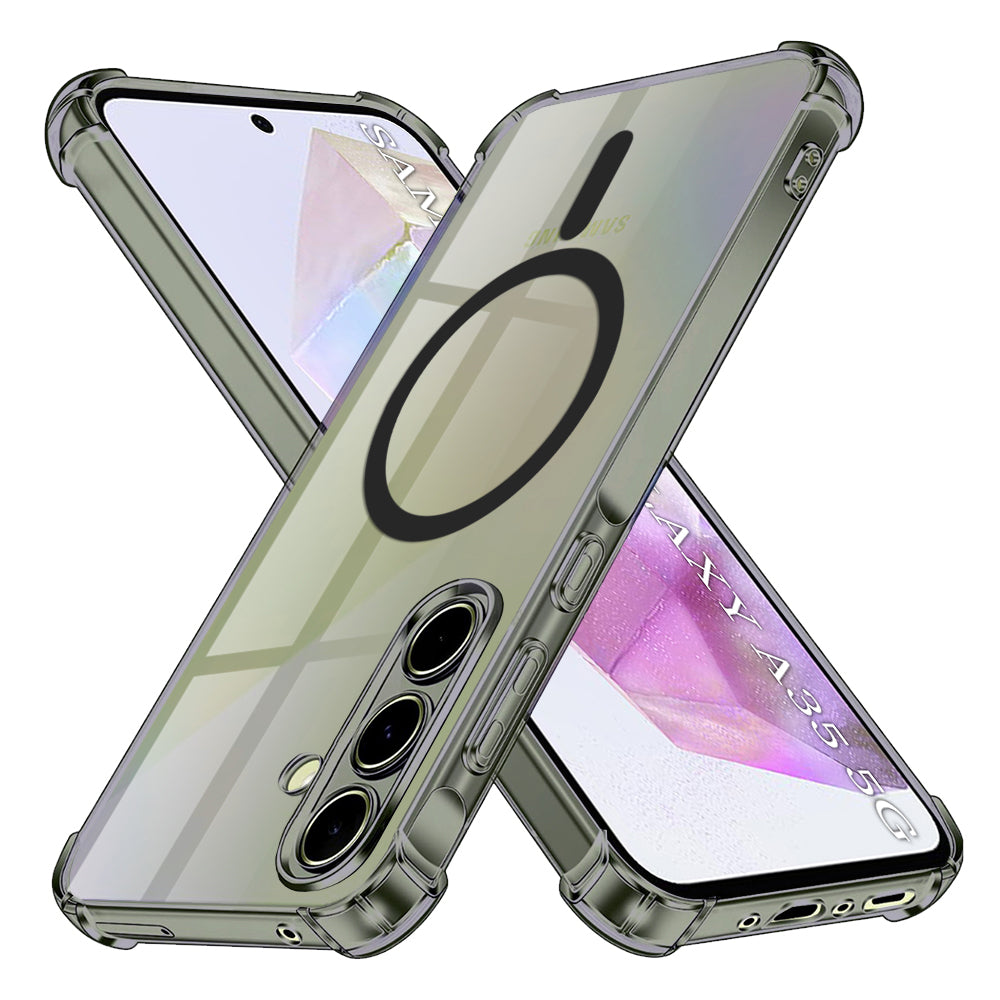 Techsuit - Shockproof Clear Silicone MagSafe - Samsung Galaxy A35 5G - Smoke Black