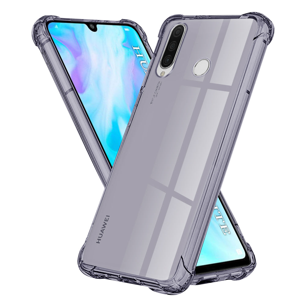 Techsuit - Shockproof Clear Silicone - Huawei P30 Lite / P30 Lite New Edition - Smoke Black