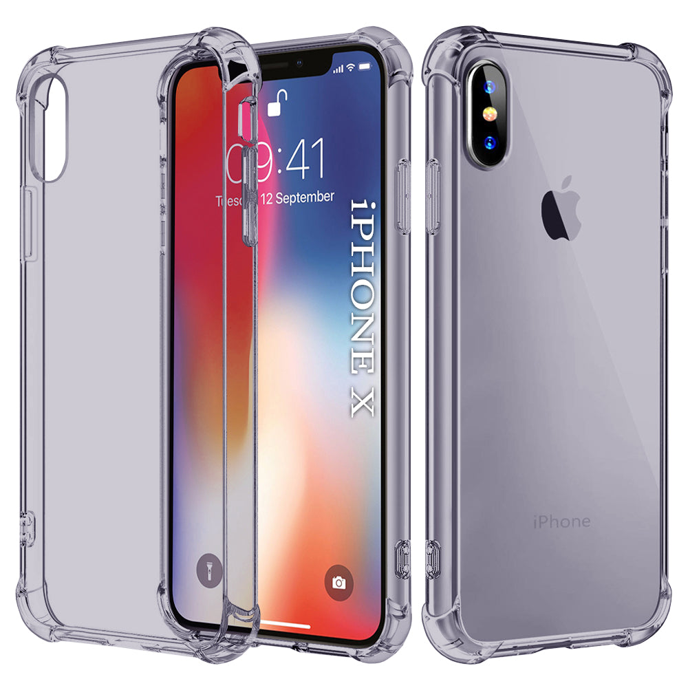Techsuit - Shockproof Clear Silicone - iPhone X / iPhone XS - Smoke Black