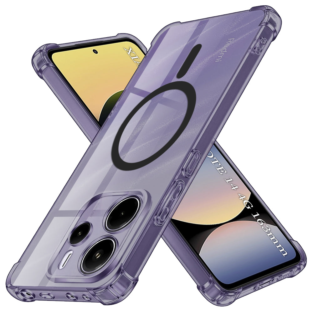 Techsuit - Shockproof Clear Silicone MagSafe - Xiaomi Redmi Note 14 4G (Standard) - Smoke Black