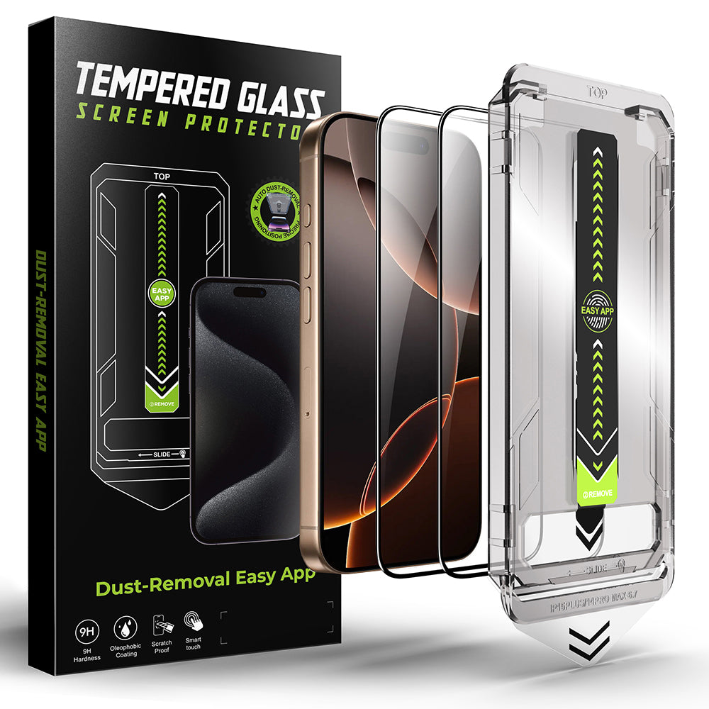 Techsuit - TitanGlass FullCover (2 pack) - iPhone 14 Pro - Black