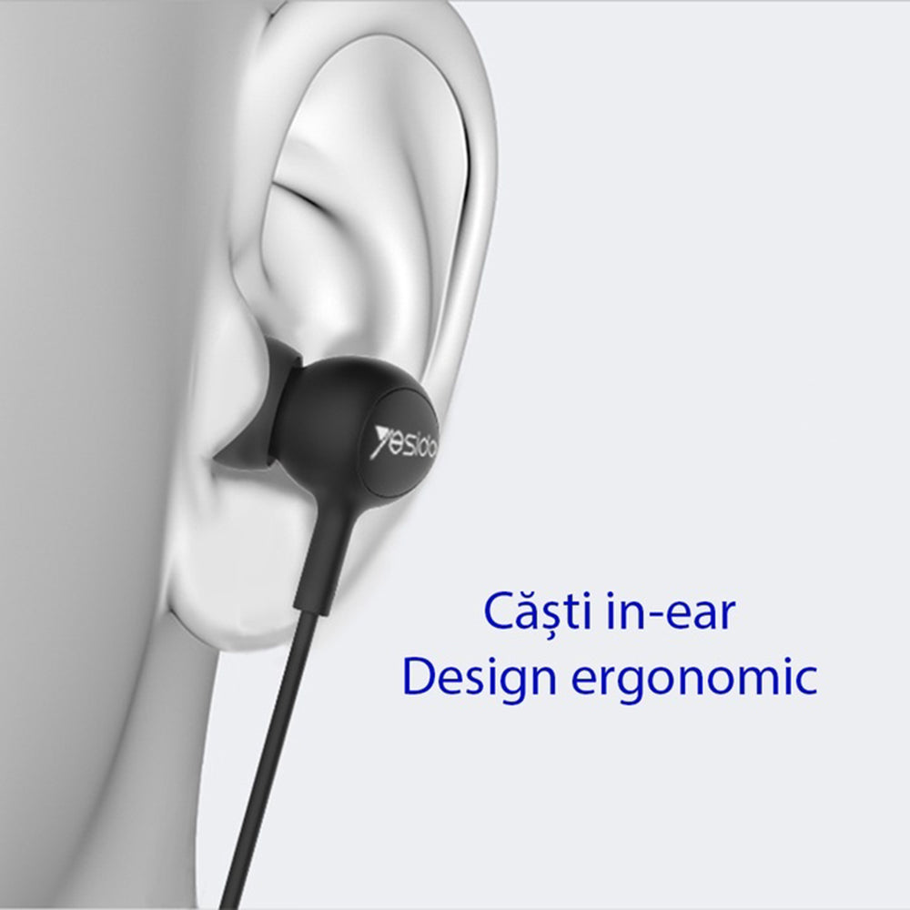Yesido - Wired Earphones (DH13) - 3.5mm Jack, Noise Canceling Technology, Premium TPE Wired - Black