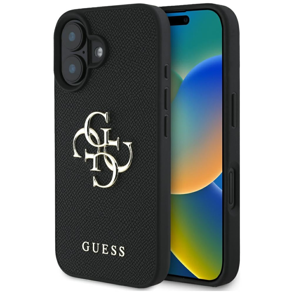 Guess - Hardcase Grained Big 4G Logo Small Classic Logo (GUHCP16SPGT4MBK) - iPhone 16 - Black