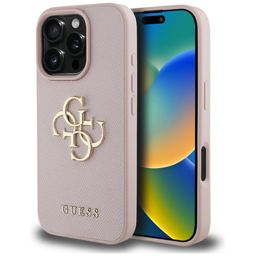 Guess - Hardcase Grained Big 4G Logo Small Classic Logo (GUHCP16XPGT4MBP) - iPhone 16 Pro Max - Pink