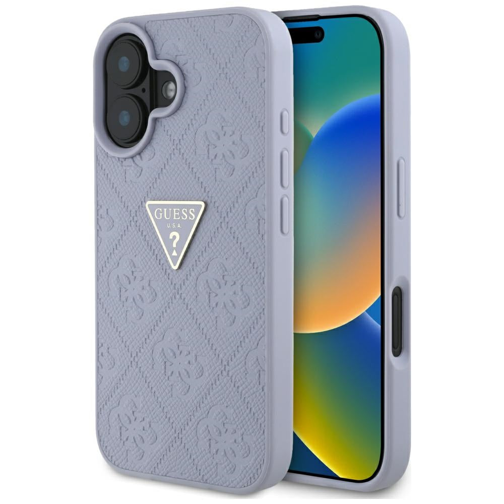 Guess - Leather Hot Stamp 4G Pattern Triangle Metal Logo (GUHCP16SPGP4STRU) - iPhone 16 - Light Purple