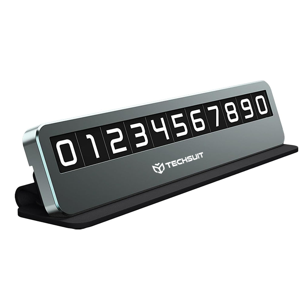 Techsuit - Premium Phone Number Plate DialCraft (SN1) - Parking Sign, Slim Design, Magnetic Numbers, with Adhesive - Black
