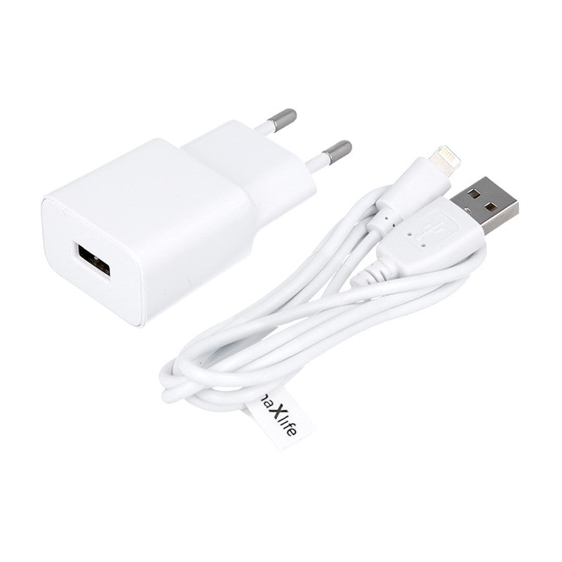 Maxlife MXTC-01 Φορτιστής Τοίχου USB 2.1A με Καλώδιο Lightning 1m – Λευκός