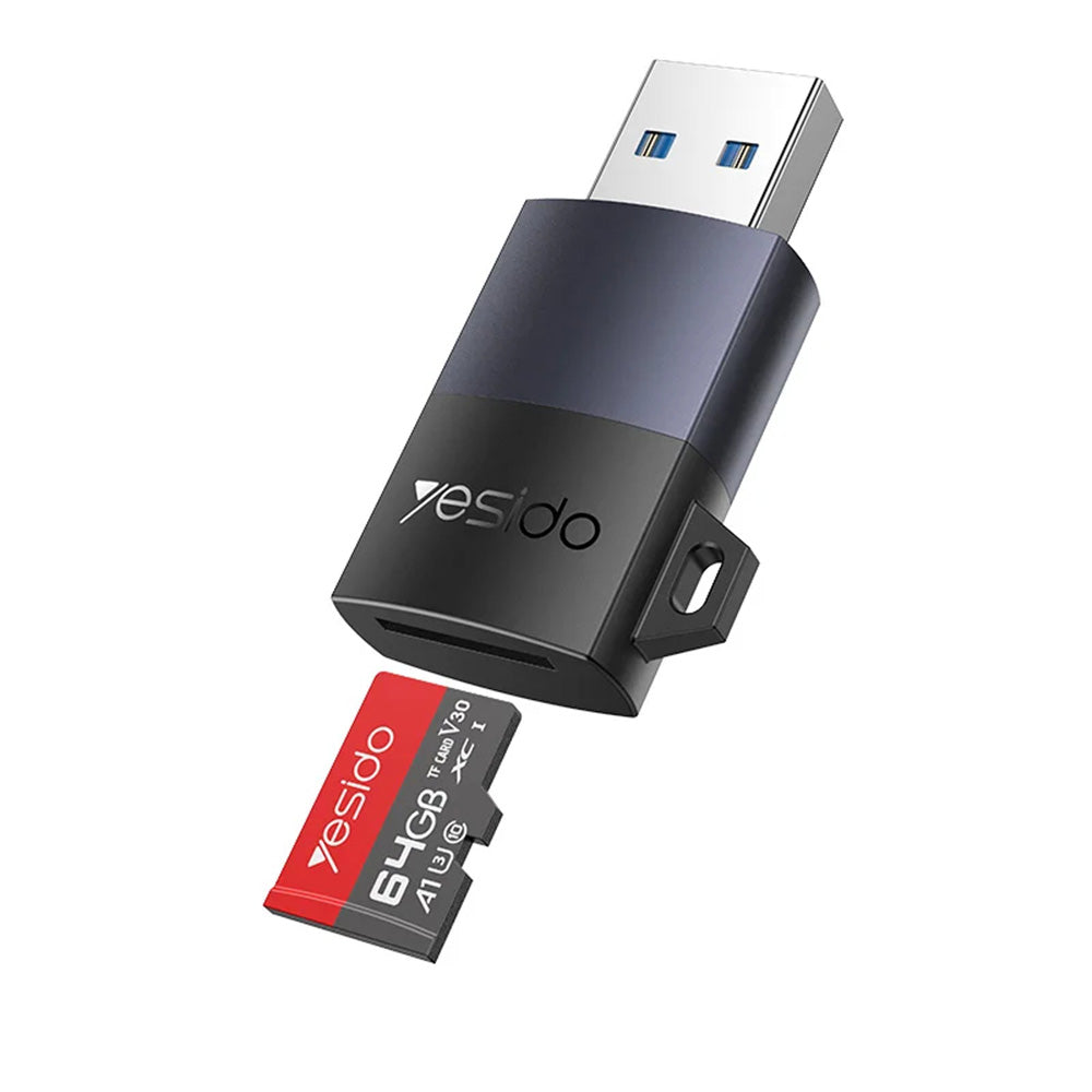 Yesido - Card Reader (GS36) - USB, High-speed, Aluminum Alloy, Support 1TB, Plug and Play, TF Card - Black