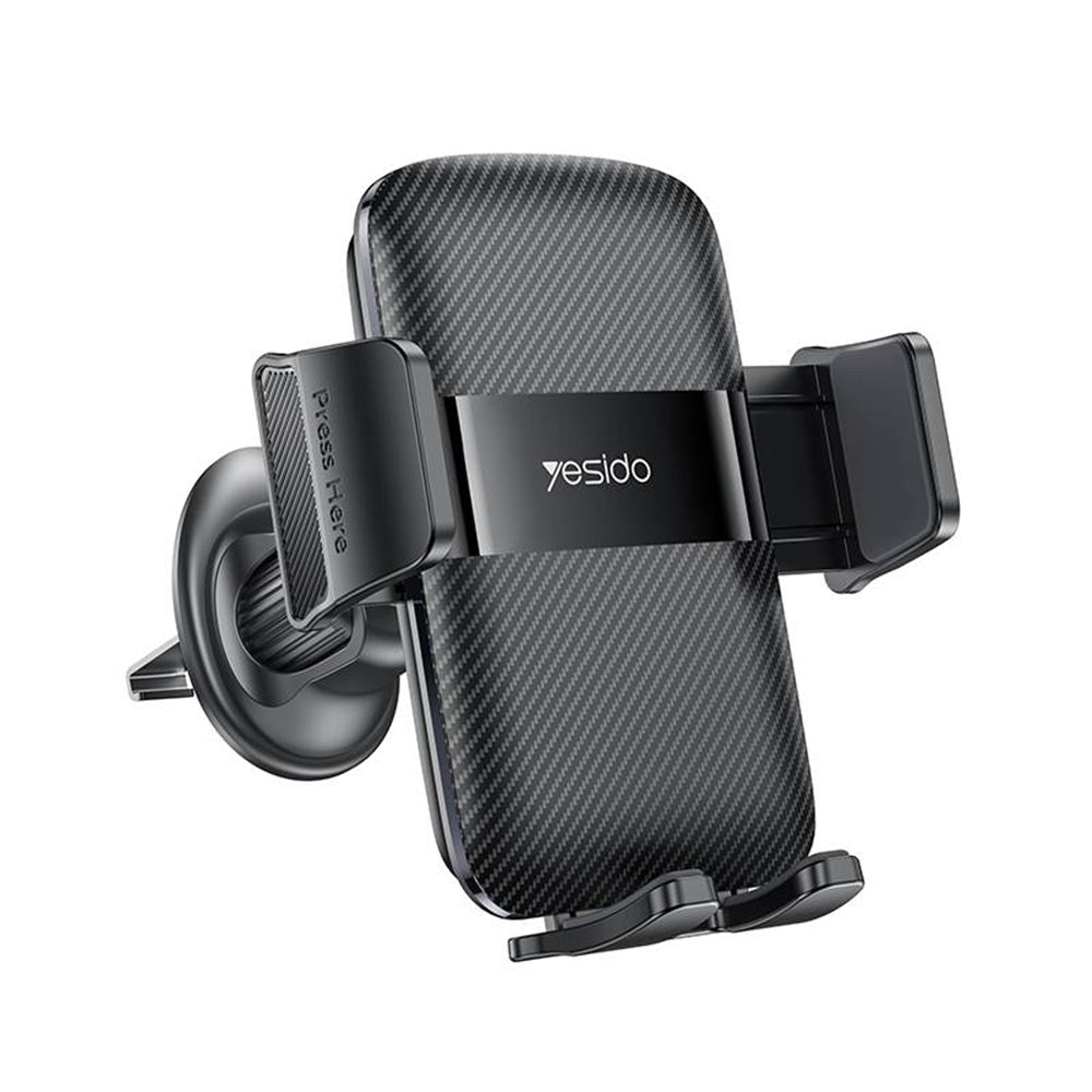 Yesido - Car Holder (C251) - for Air Vent, with Auto-locking, Carbon Fiber Panel, 360°, Universal - Black