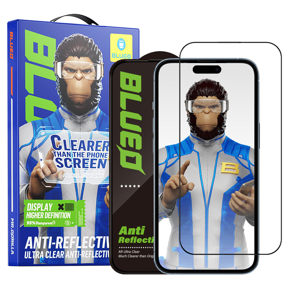 Blueo - Anti-Reflective HD Glass - iPhone 16 Pro / iPhone 17 / iPhone 17 Pro - Black
