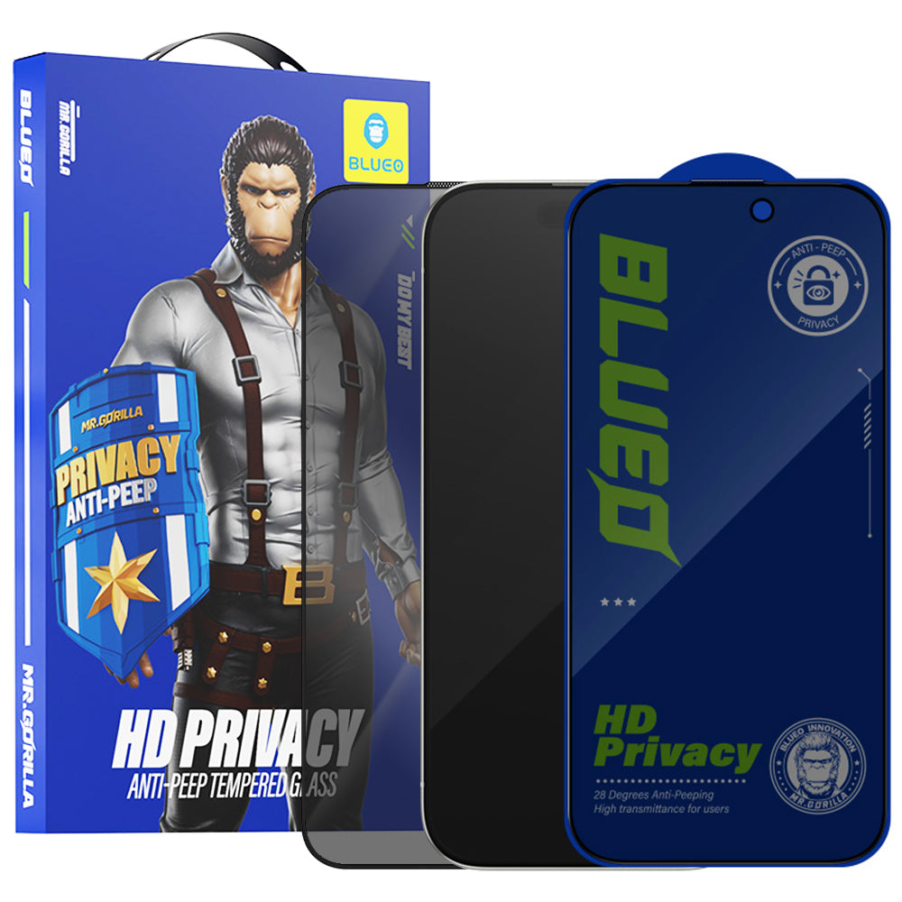 Blueo - Anti-Peep Privacy Glass - iPhone 16 Pro Max / iPhone 17 Pro Max - Black