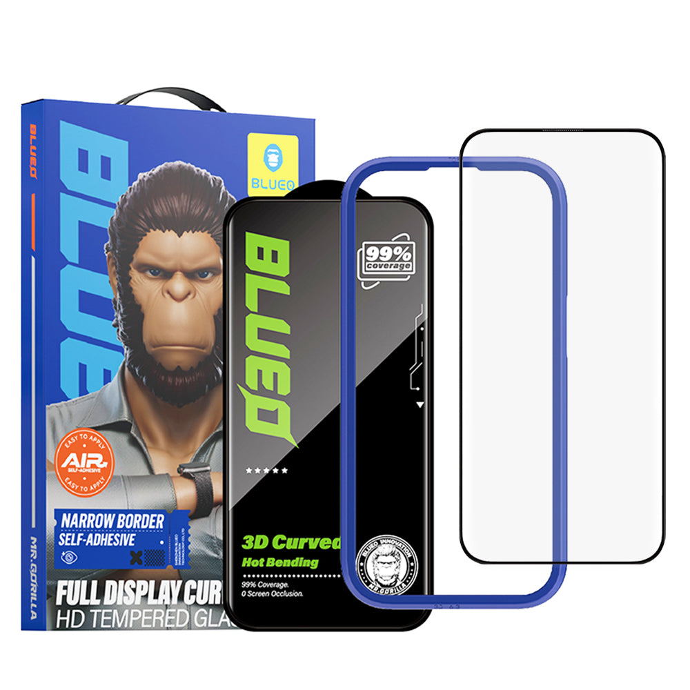 Blueo - 3D Full Display Curved Edge HD Glass - iPhone 16 Pro - Black