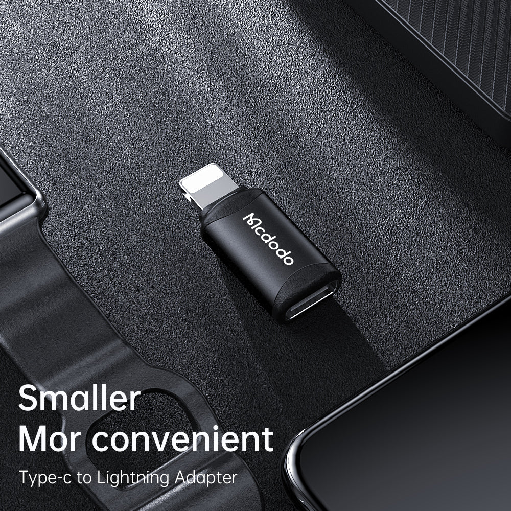 Mcdodo - OTG Adapter (OT-7680) - Type-C to Lightning, Aluminium Alloy, Charging & Data Sync, 3A - Black