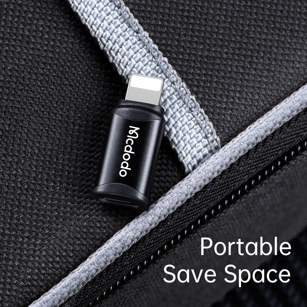 Mcdodo - OTG Adapter (OT-7680) - Type-C to Lightning, Aluminium Alloy, Charging & Data Sync, 3A - Black