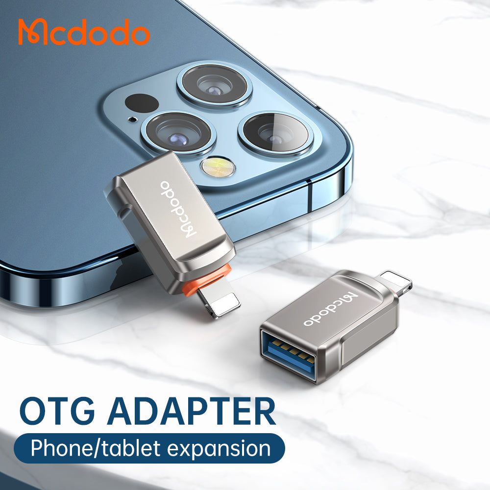 Mcdodo - OTG Adapter (OT-8600) - USB3.0 to Lightning, Zinc Alloy, 5.0Gbps - Dark Grey