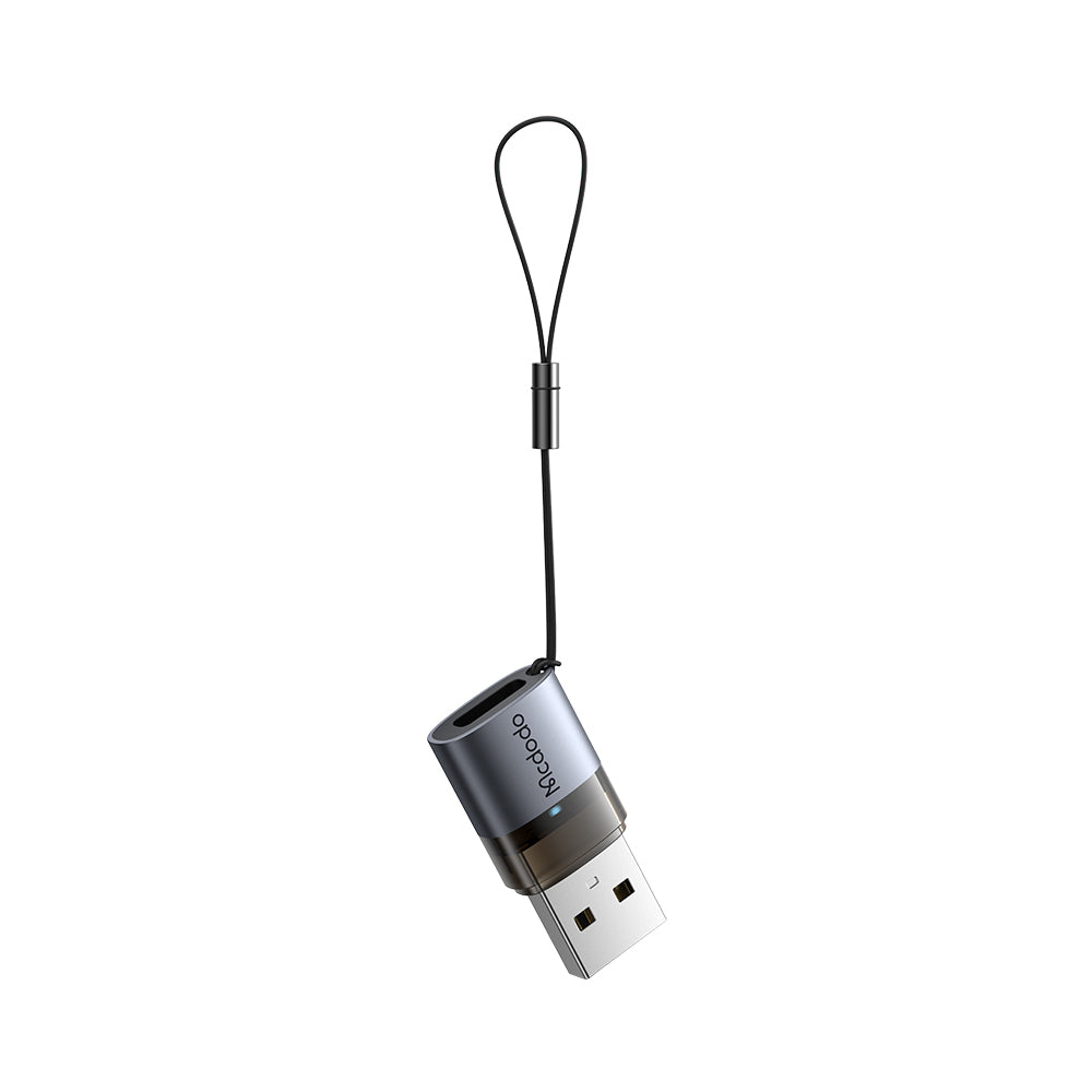 Mcdodo - OTG Adapter (OT-7580) - Type-C to USB3.0, Aluminium Alloy, Charging&Data Sync, with Indicator Light, Lanyard - Black