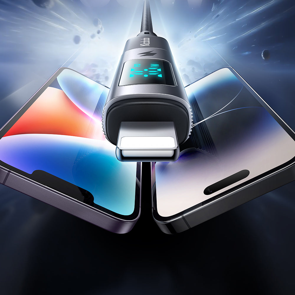 Mcdodo - OTG Adapter Wales Series (OT-6100) - Type-C to Lightning, PD36W, 3A, Display, Compatible with E-Mark Chip - Black