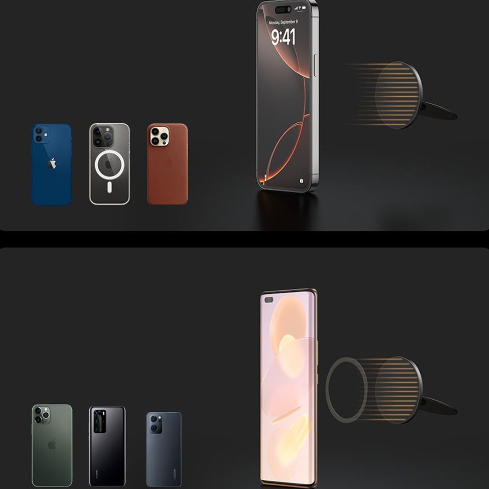 Mcdodo - 2in1 Foldable Magnetic Phone Stand (MR-7912) - with Built-in Makeup Mirror, Leather - Black