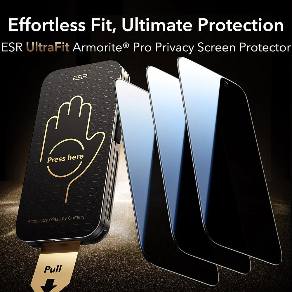 ESR - Corning Gorilla Glass UltraFit Privacy™ (3 pack) - iPhone 17 Pro - Black