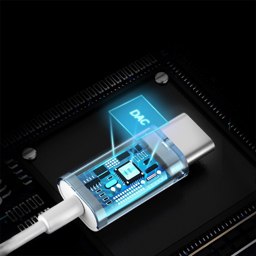 Mcdodo - Wired Earphones (HP-7500) - with Volume Control, Type-C, DAC Chip, Hi-Res Audio, 1.2m - White