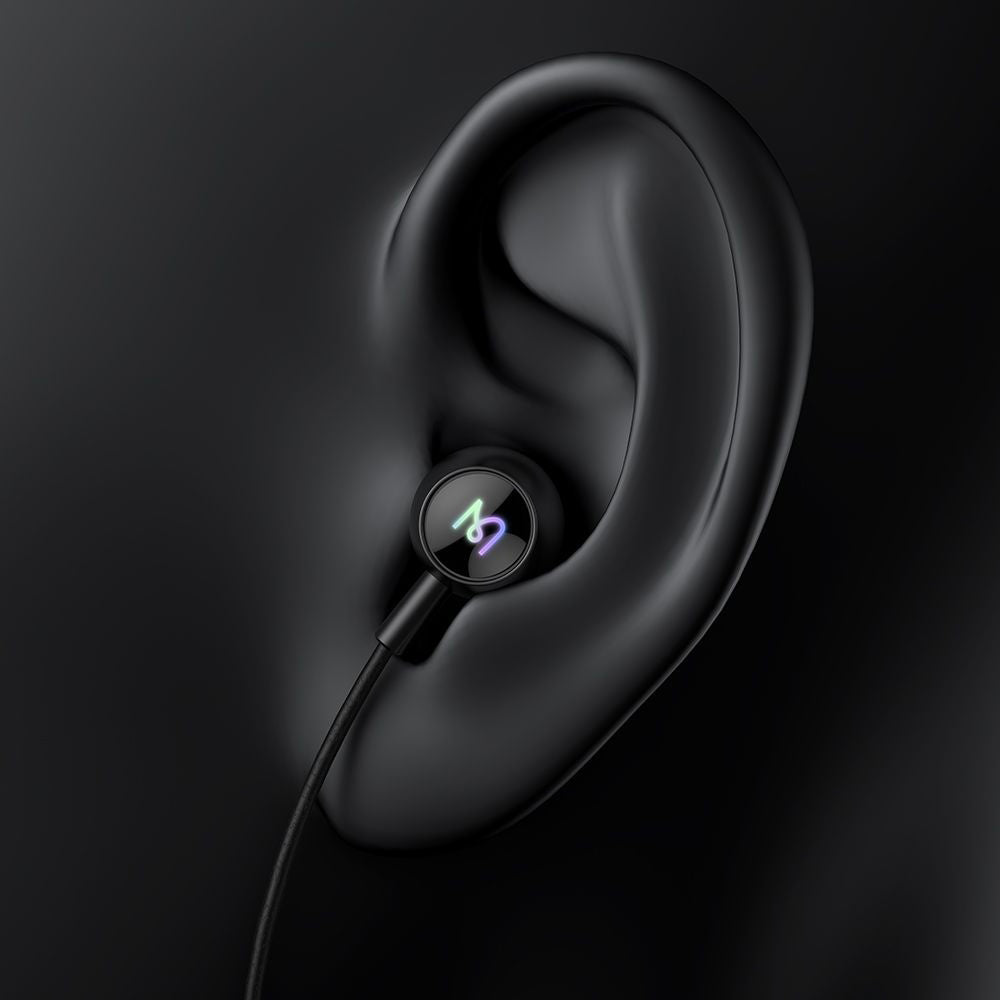 Mcdodo - Wired Earphones (HP-5830) - Type-C, RGB Lighting, Aluminium Alloy, Nylon, DAC, In-Ear Design, 1.2m - Black