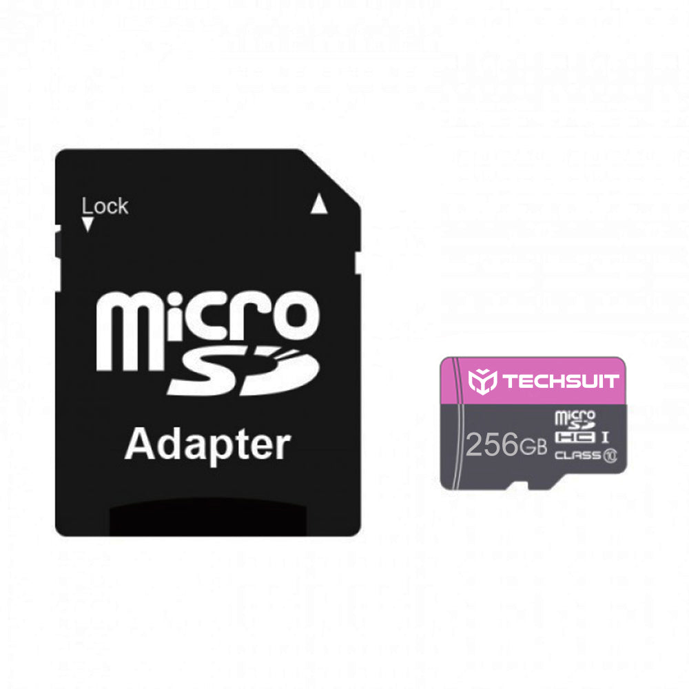 Techsuit - Memory Card THCM27 (THCM27256) - with Adapter, MicroSDHC, Class 10, 256GB - Purple