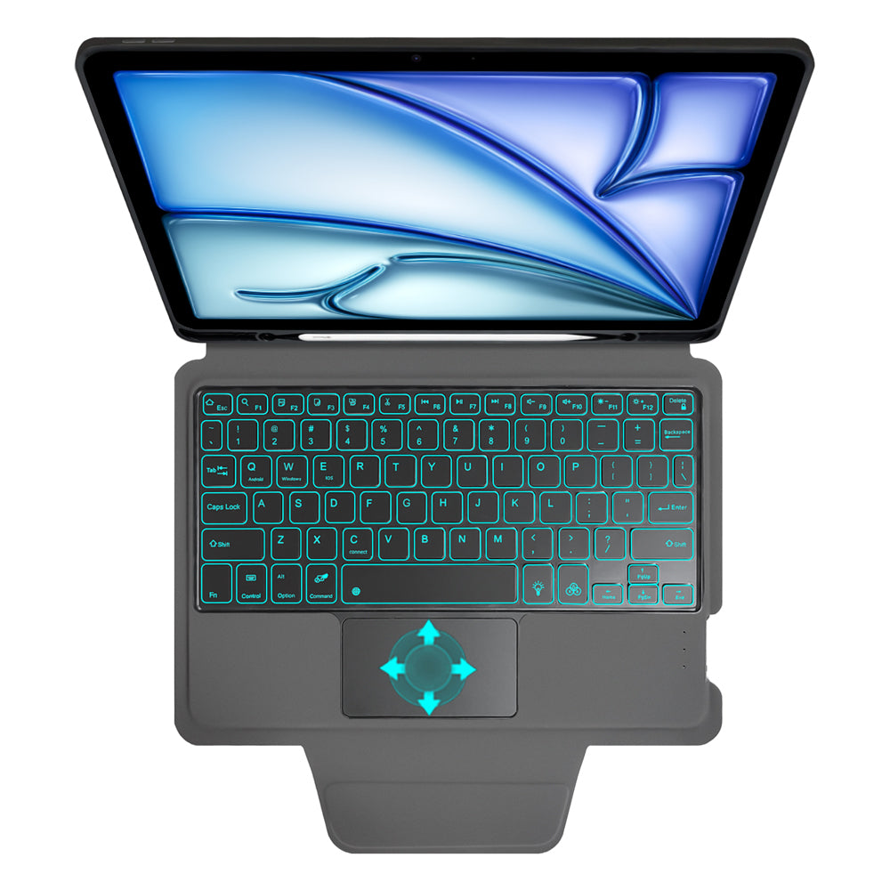 Techsuit - KeyTab Pro + Screen Protector (with RGB Wireless Keyboard/Stylus Pen Holder) - iPad Air 11 2024/2025 - Black