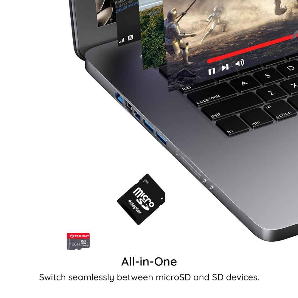 Techsuit - Memory Card THCM11 (THCM11964) - with Adapter, MicroSDHC, Class 10, 64GB, 100MB/s, 60MB/s - Yellow