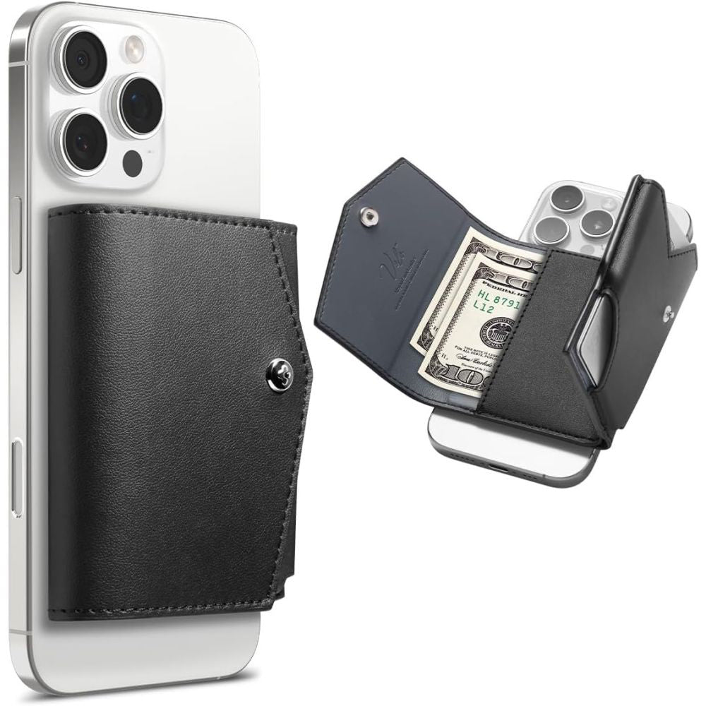 Spigen - MagSafe Wallet Valentinus Pro - 3 Cards Storage, Universal, Magnetic Grip, Slim Design, Secure Fit - Black