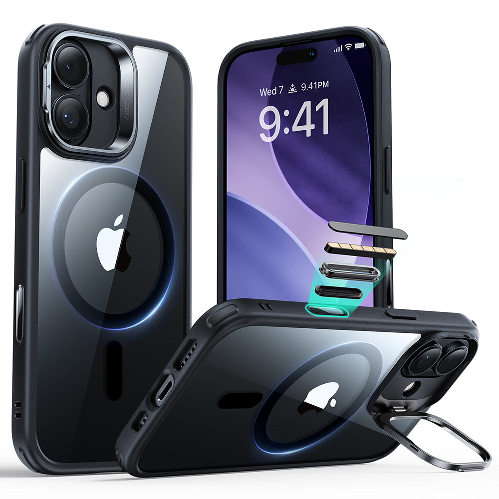 ESR - Classic Hybrid HaloLock Kickstand - iPhone 17 - Clear Black