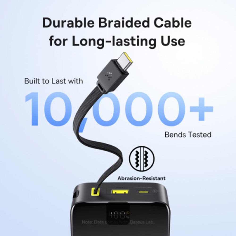 Baseus - Power Bank EnerFill Bipow2 Pro (E0027701) - with Built-in USB-C Cable, 20000mAh, 22.5W, Digital Display - Cosmic Black