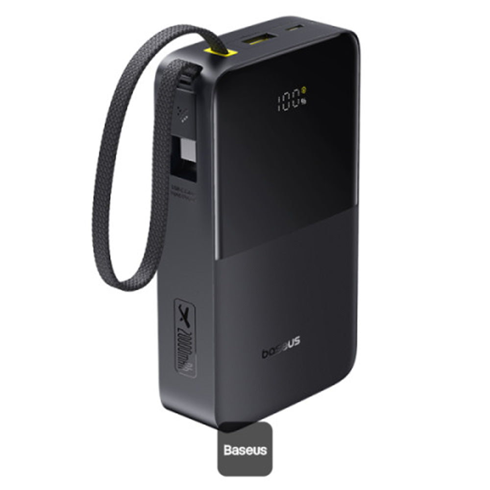 Baseus - Power Bank EnerFill Bipow2 Pro (E0027701) - with Built-in USB-C Cable, 20000mAh, 22.5W, Digital Display - Cosmic Black
