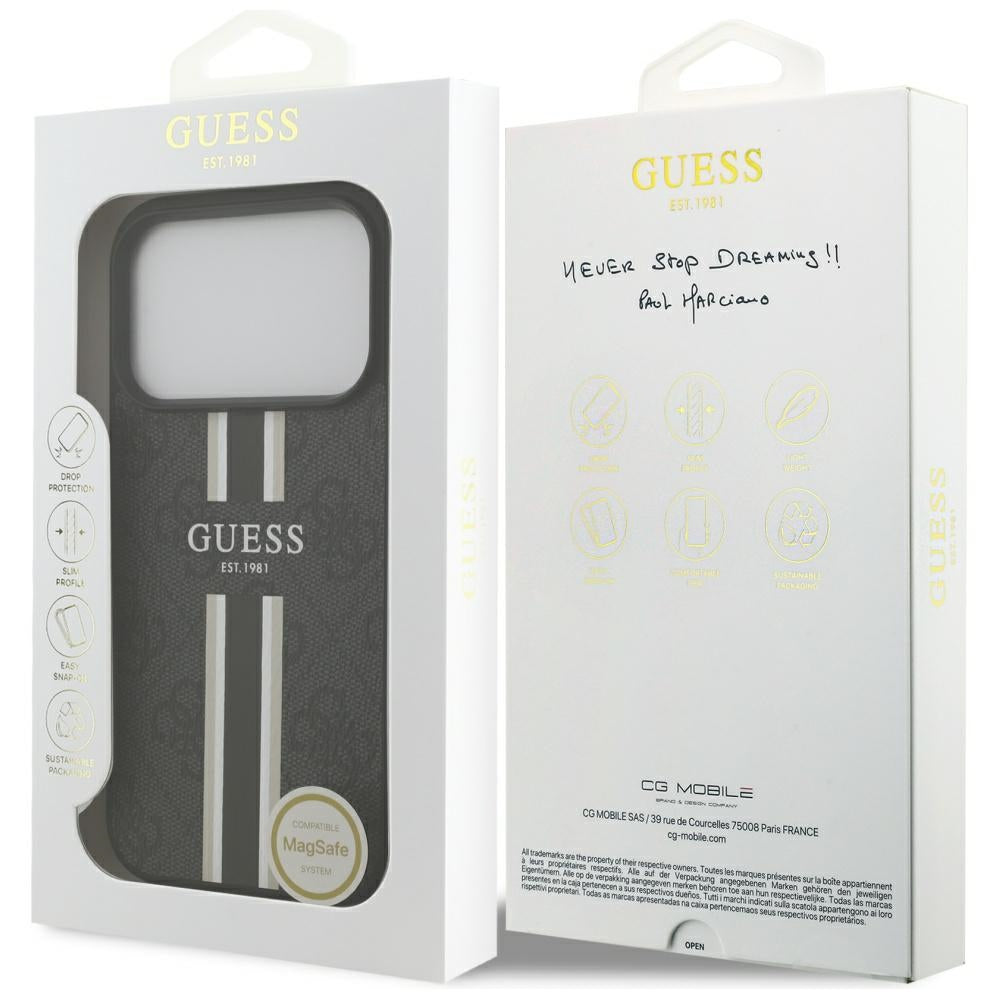 Guess - Hardcase 4G Printed Stripes MagSafe (GUHMP17LP4RPSK) - iPhone 17 Pro - Black